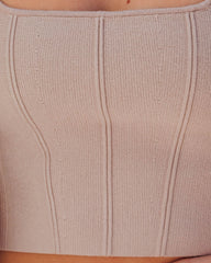 Lara Square Neck Knit Crop Top - Khaki Oshnow