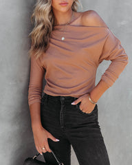 Larissa Ribbed Off The Shoulder Bodysuit - Camel Oshnow