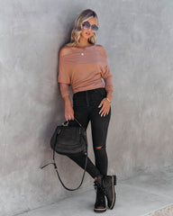 Larissa Ribbed Off The Shoulder Bodysuit - Camel Oshnow