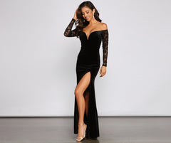 Larsa Formal Velvet And Lace Mermaid Dress Oshnow