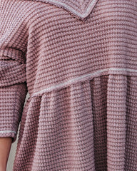 Larsa Thermal V-Neck Peplum Top - Mauve Oshnow