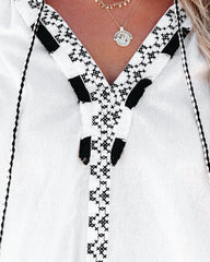 Las Ventanas Cotton Embroidered Top Oshnow