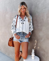 Las Ventanas Cotton Embroidered Top Oshnow