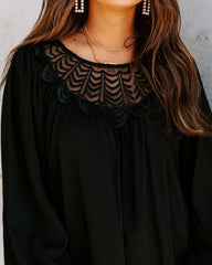 Last Glance Lace Blouse - Black Oshnow