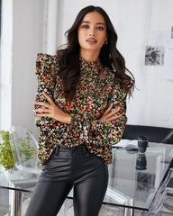 Lasting Lover Floral Smocked Ruffle Blouse Oshnow
