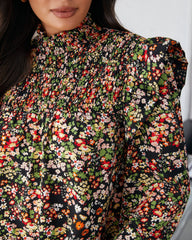 Lasting Lover Floral Smocked Ruffle Blouse Oshnow