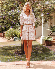 Lavinia Chiffon Floral Ruffle Wrap Blouse Oshnow