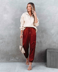 Lavish Dreams Satin Cargo Joggers - Rust - SALE Oshnow