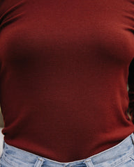 Layer It Mock Neck Knit Top - Cognac Oshnow