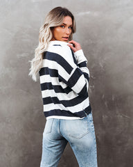 League Collared Striped Knit Rugby Top Oshnow