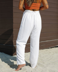 Leila Belted Linen Trouser Pants Oshnow