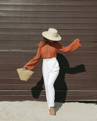 Leila Belted Linen Trouser Pants Oshnow