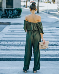 Leiland Off The Shoulder Jumpsuit - Olive Oshnow