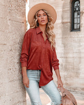 Leone Pocketed Faux Suede Button Down Top - Sienna Oshnow