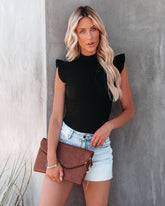 Let Me See Your Halo Ribbed Top - Black Oshnow