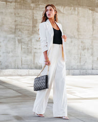 Level Up Pocketed Wide Leg Pants - Ivory Oshnow