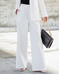 Level Up Pocketed Wide Leg Pants - Ivory Oshnow