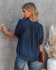 Levy Satin Blouse - Navy Oshnow