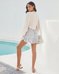 Lexus Balloon Sleeve Tie Front Crop Top - Champagne Oshnow