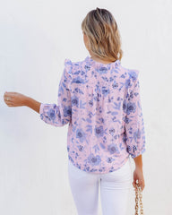Light Of Day Floral Chiffon Button Down Blouse Oshnow