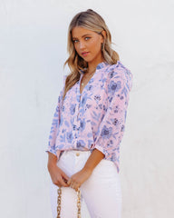 Light Of Day Floral Chiffon Button Down Blouse Oshnow