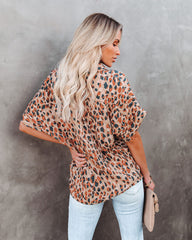 Lights Out Leopard Button Down Top Oshnow