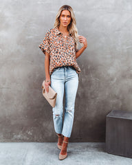 Lights Out Leopard Button Down Top Oshnow