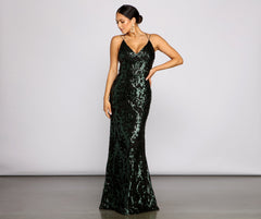 Lila Formal Open Back Sequin Mermaid Dress Oshnow
