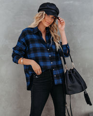 Linden Cotton Blend Plaid Button Down Top Oshnow
