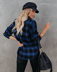 Linden Cotton Blend Plaid Button Down Top Oshnow