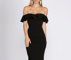 Lindsay Double Ruffle Formal Dress Oshnow
