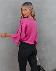 Lisandro Tie Front Kimono Crop Top - Mulberry Oshnow