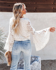 Liselle Bell Sleeve Lace Tie Top Oshnow