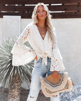 Liselle Bell Sleeve Lace Tie Top Oshnow