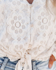 Liselle Bell Sleeve Lace Tie Top Oshnow