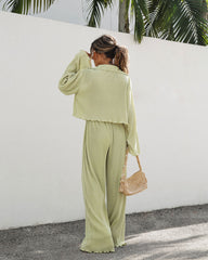 Little Havana Plisse Pants - Soft Lime Oshnow