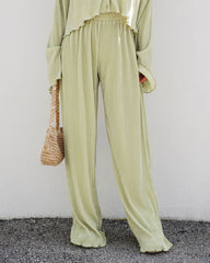 Little Havana Plisse Pants - Soft Lime Oshnow