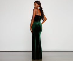 Liv Formal High Slit Velvet Dress Oshnow