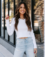 Livvy Crop Ribbed Knit Tie Top - White Oshnow