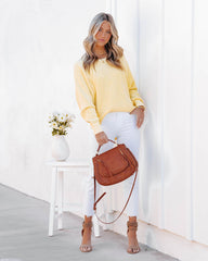 Lizabeth Cotton Thermal Knit Top - Yellow Oshnow