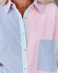 Logan Cotton Blend Colorblock Button Down Top Oshnow