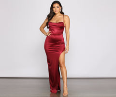Lola High Slit Satin Dress 2 Oshnow
