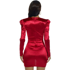 Lola Long Sleeve Deep V Mini Dress