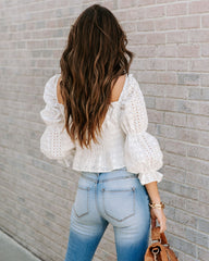 Lolly Cotton Eyelet Smocked Crop Top - Off White Oshnow