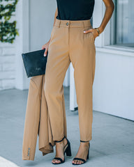 Long Shot Pocketed High Rise Trousers - Camel Oshnow