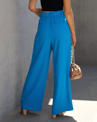 Long Shot Pocketed Wide Leg Pants - Aqua Blue Oshnow