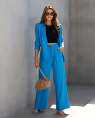 Long Shot Pocketed Wide Leg Pants - Aqua Blue Oshnow