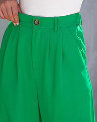 Long Shot Pocketed Wide Leg Pants - Kelly Green Oshnow