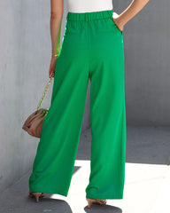 Long Shot Pocketed Wide Leg Pants - Kelly Green Oshnow