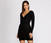 Long Sleeve Ribbed Mini Dress Oshnow